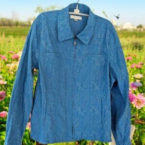Last Chance! Coldwater Creek - Crop Zipped Embossed Jacket - Size 1X - EUC